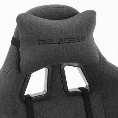 Fotel Gamingowy DELAGEAR G 606 Ciemnoszary Materiałowy - podparcie karku memory foam
