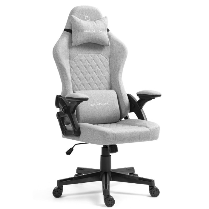 Fotel Gamingowy DELAGEAR G 404 Szary Materiałowy -widok z profilu