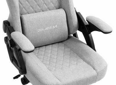 Fotel Gamingowy DELAGEAR G 404 Szary Materiałowy - podparcie lędźwi