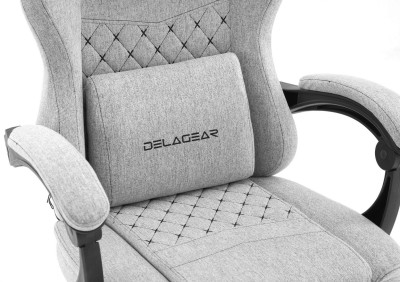 Fotel Gamingowy DELAGEAR G 300 Szary Materiałowy z widocznym wsparciem lędźwiowym