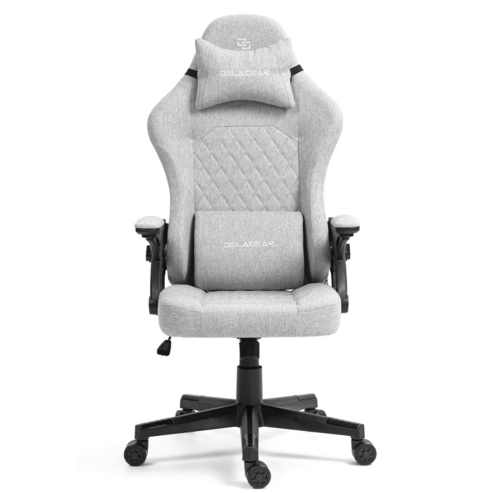 Fotel Gamingowy DELAGEAR G 404 Szary Materiałowy - widok z przodu
