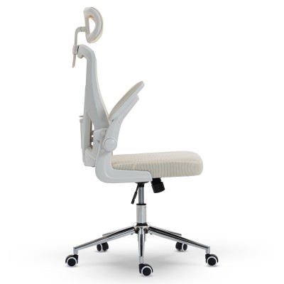 Fotel Ergonomiczny Biurowy DELAGEAR M 330 Beżowo-Biały - PRAWY BOK
