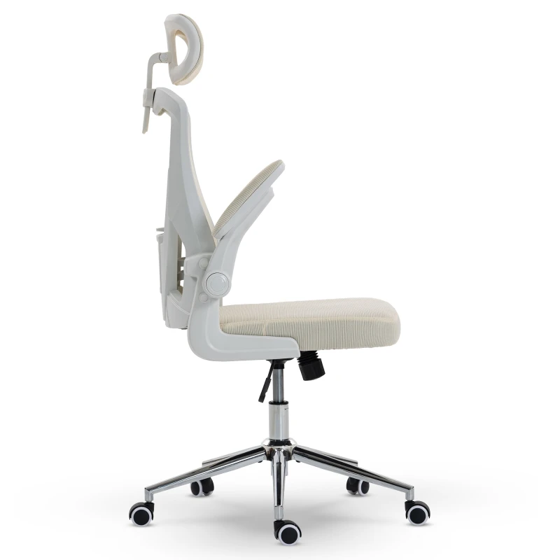 Fotel Ergonomiczny Biurowy DELAGEAR M 330 Beżowo-Biały - PRAWY BOK