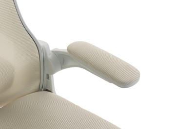 Fotel Ergonomiczny Biurowy DELAGEAR M 330 Beżowo-Biały - PODŁOKIETNIKI