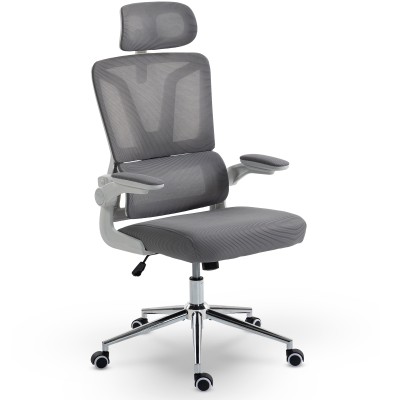 Fotel Ergonomiczny Biurowy DELAGEAR M 350 Szaro-Biały