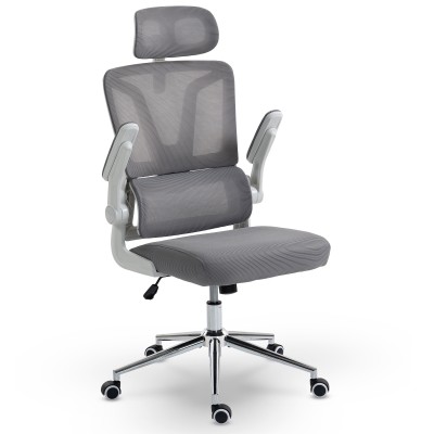 Fotel Ergonomiczny Biurowy DELAGEAR M 350 Szaro-Biały