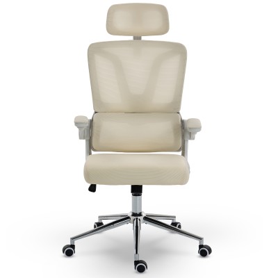 Fotel Ergonomiczny Biurowy DELAGEAR M 350 Beżowo-Biały