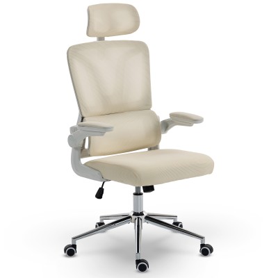 Fotel Ergonomiczny Biurowy DELAGEAR M 350 Beżowo-Biały