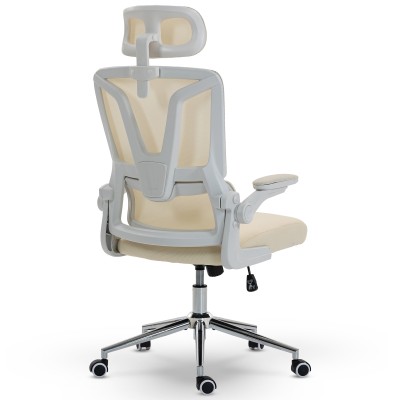 Fotel Ergonomiczny Biurowy DELAGEAR M 350 Beżowo-Biały