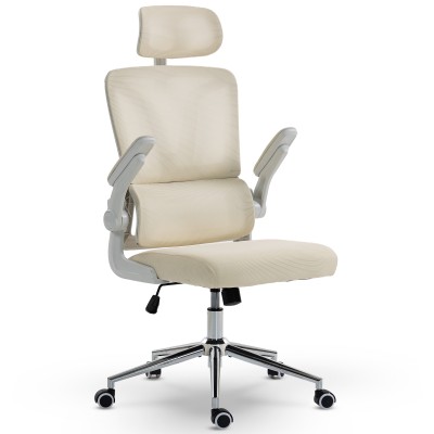 Fotel Ergonomiczny Biurowy DELAGEAR M 350 Beżowo-Biały