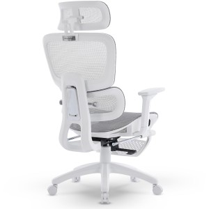 Ergonomiczny fotel biurowy DELAGEAR M Pro 750 szaro-biały - profil podkreślający linię oparcia