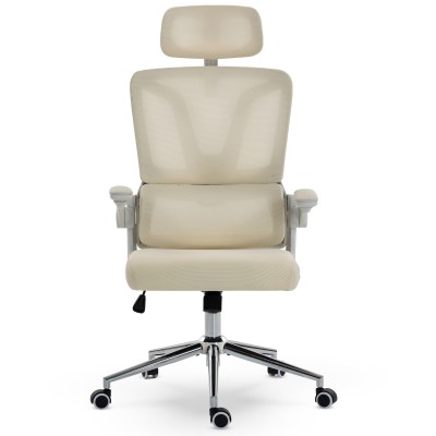 Fotel Ergonomiczny Biurowy DELAGEAR M 350 Beżowo-Biały