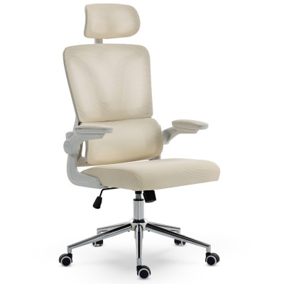 Fotel Ergonomiczny Biurowy DELAGEAR M 350 Beżowo-Biały