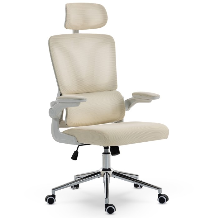 Fotel Ergonomiczny Biurowy DELAGEAR M 350 Beżowo-Biały