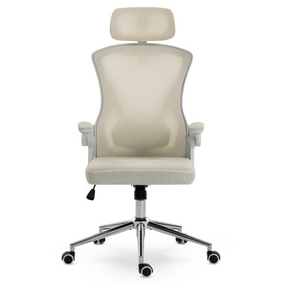 Fotel Ergonomiczny Biurowy DELAGEAR M 330 Beżowo-Biały