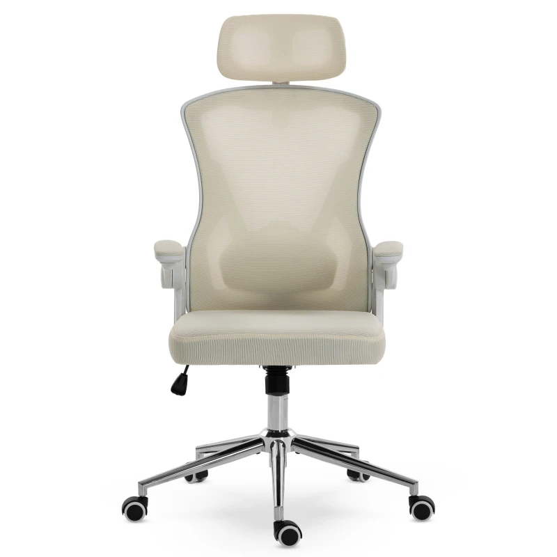 Fotel Ergonomiczny Biurowy DELAGEAR M 330 Beżowo-Biały