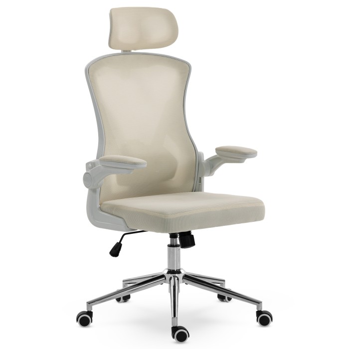 Fotel Ergonomiczny Biurowy DELAGEAR M 330 Beżowo-Biały