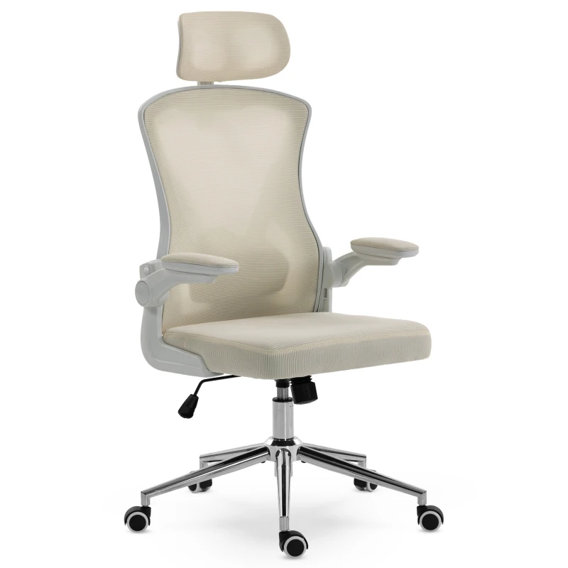 Fotel Ergonomiczny Biurowy DELAGEAR M 330 Beżowo-Biały