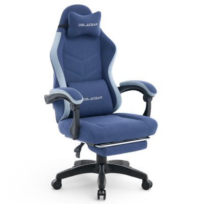 ciemnoniebieski fotel gamingowy Delagear G 325 z ergonomicznymi poduszkami
