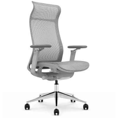 Fotel ergonomiczny biurowy ERGONAUT AERO szary lewy półprofil