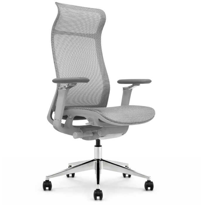 Fotel ergonomiczny biurowy ERGONAUT AERO szary lewy półprofil