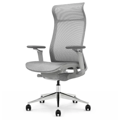 Fotel ergonomiczny biurowy ERGONAUT AERO szary prawy półprofil