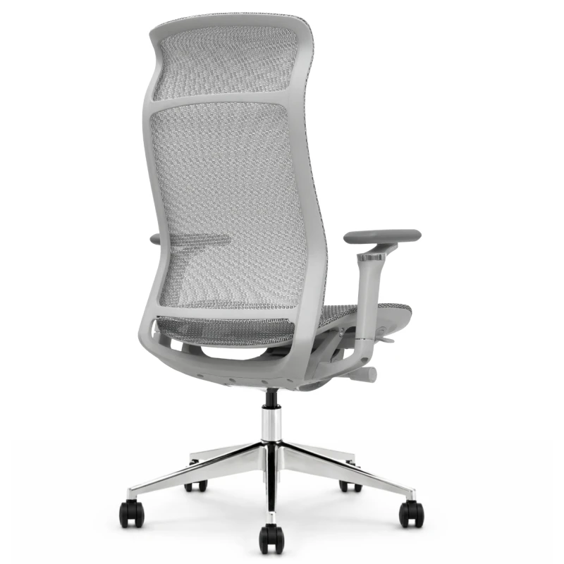 Fotel ergonomiczny biurowy ERGONAUT AERO szary tył pod kątem z lewej