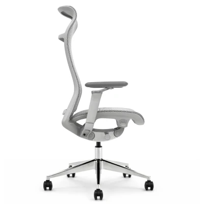 Fotel ergonomiczny biurowy ERGONAUT AERO szary lewy profil