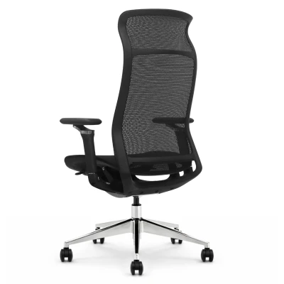 Fotel ergonomiczny biurowy ERGONAUT AERO czarny tył pod katem z prawej