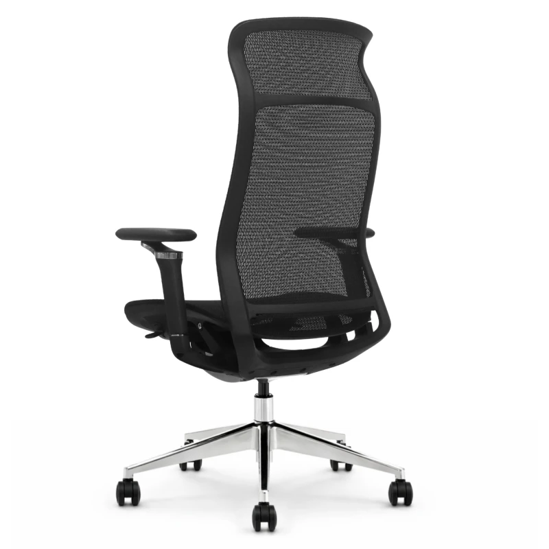 Fotel ergonomiczny biurowy ERGONAUT AERO czarny tył pod katem z prawej