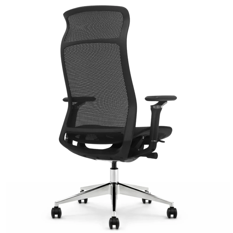 Fotel ergonomiczny biurowy ERGONAUT AERO czarny tył pod katem z lewej