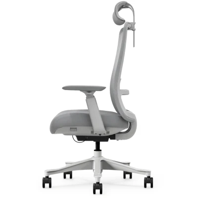 Fotel Ergonomiczny Biurowy ERGONAUT ODYSSEY Szary - pełny widok z prawego profilu na jasnej podstawie