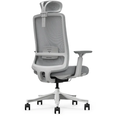 Fotel Ergonomiczny Biurowy ERGONAUT ODYSSEY Szary - widok z tyłu pod kątem z prawej strony na oparcie i podstawę