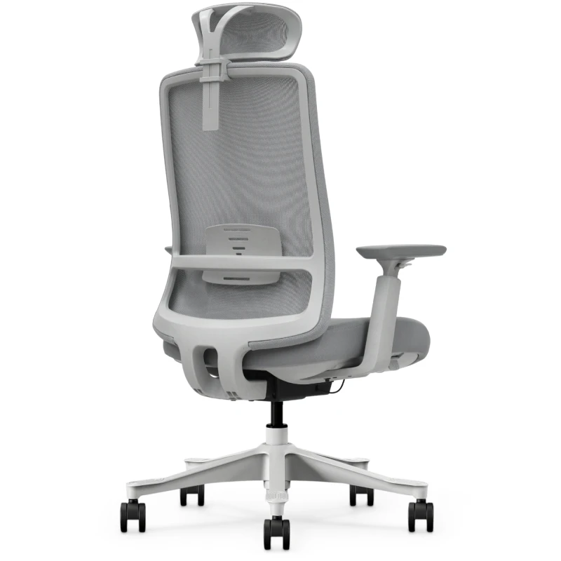 Fotel Ergonomiczny Biurowy ERGONAUT ODYSSEY Szary - widok z tyłu pod kątem z prawej strony na oparcie i podstawę