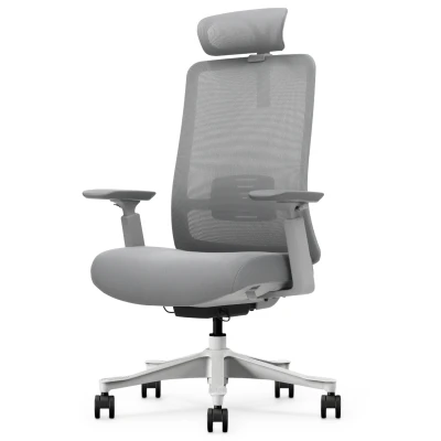 Fotel Ergonomiczny Biurowy ERGONAUT ODYSSEY Szary - widok z przodu pod kątem z prawej strony na siedzisko i oparcie