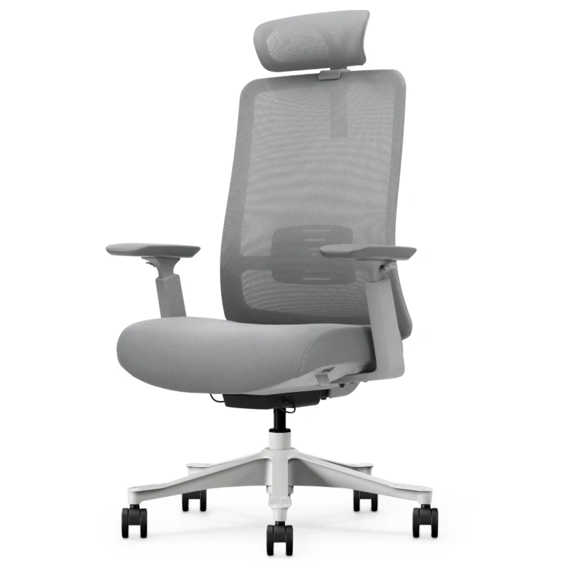 Fotel Ergonomiczny Biurowy ERGONAUT ODYSSEY Szary - widok z przodu pod kątem z prawej strony na siedzisko i oparcie