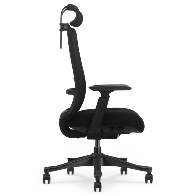 Fotel Ergonomiczny Biurowy ERGONAUT AERO Czarny - widok z prawego profilu na całą sylwetkę.