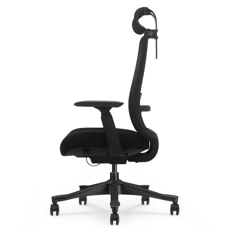 Fotel Ergonomiczny Biurowy ERGONAUT AERO Czarny - widok z lewego profilu na całą sylwetkę.