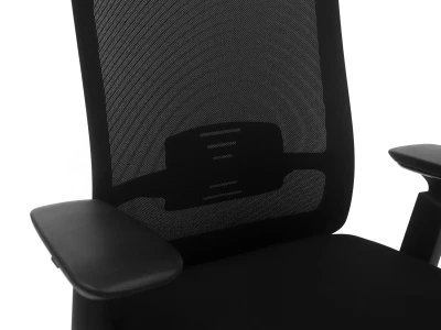 Fotel Ergonomiczny Biurowy ERGONAUT AERO Czarny - zbliżenie na podparcie lędźwiowe widoczne przez siatkę.