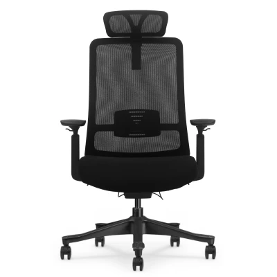 Fotel Ergonomiczny Biurowy ERGONAUT AERO Czarny - centralny widok z przodu na całą sylwetkę.