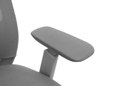 Fotel Ergonomiczny Biurowy ERGONAUT NIMBUS Szary – zbliżenie na lewy, szeroki podłokietnik w kolorze szarym.