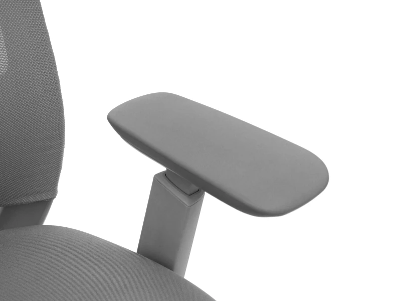 Fotel Ergonomiczny Biurowy ERGONAUT NIMBUS Szary – zbliżenie na lewy, szeroki podłokietnik w kolorze szarym.