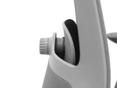 Fotel Ergonomiczny Biurowy ERGONAUT NIMBUS Szary – detal mechanizmu z szarym, bocznym pokrętłem regulacji lędźwiowej.