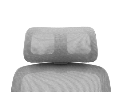 Szary zagłówek z siatki mesh w fotelu ERGONAUT NIMBUS – widok z przodu.