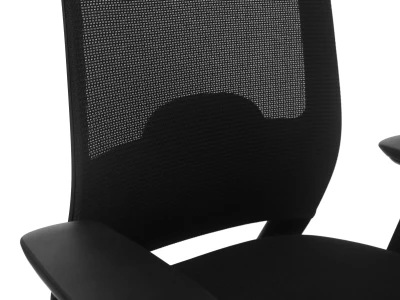 Fotel Ergonomiczny Biurowy ERGONAUT NIMBUS Czarny - zbliżenie na siatkowe oparcie i panel lędźwiowy