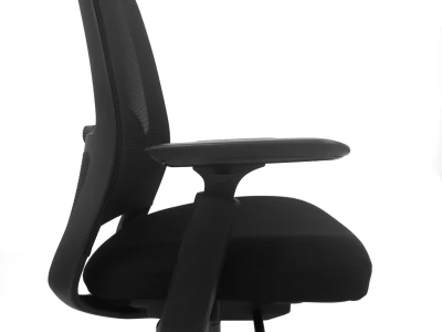 Fotel Ergonomiczny Biurowy ERGONAUT NIMBUS Czarny - boczny widok na łączenie siedziska i oparcia.