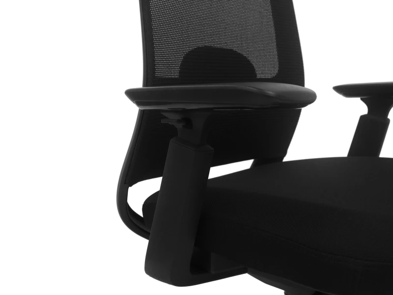 Fotel Ergonomiczny Biurowy ERGONAUT NIMBUS Czarny - zbliżenie z prawego półprofilu na podłokietnik.