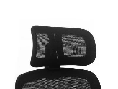 Fotel Ergonomiczny Biurowy ERGONAUT NIMBUS Czarny - zbliżenie z przodu na siatkowy zagłówek fotela.