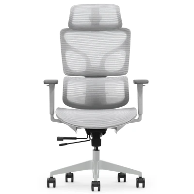 Fotel Ergonomiczny Biurowy ERGONAUT BIONIC AIR Szary – widok centralnie z przodu na całą konstrukcję.