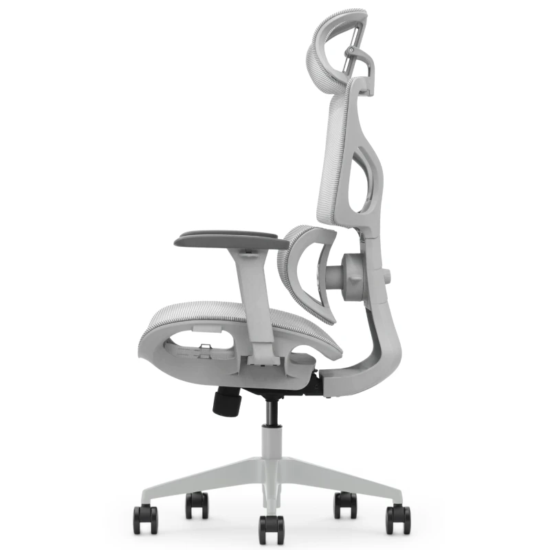 Fotel Ergonomiczny Biurowy ERGONAUT BIONIC AIR Szary – profil boczny z prawej strony, konstrukcja oparcia.